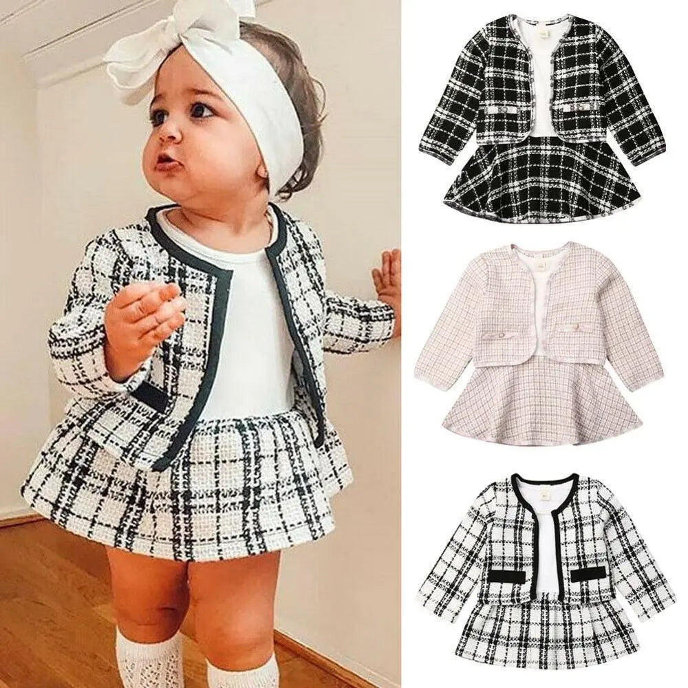 Long-sleeved Dresses Two-piece Children&