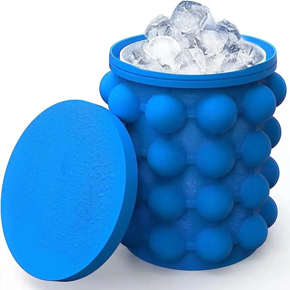 2 in 1 Portable Ice Cube Mold Ice Trays Large Silicone Ice Bucket Ice Cube Maker Round - Mary’s TT Shop
