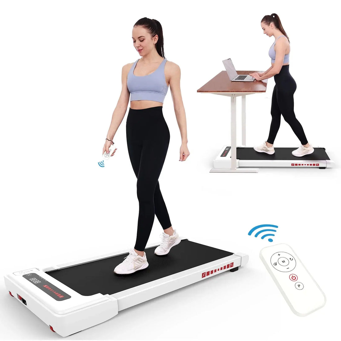 Walking Pad Treadmill under Desk, White 2.25HP Portable Mini Treadmill W/ Remote Control - Mary’s TT Shop
