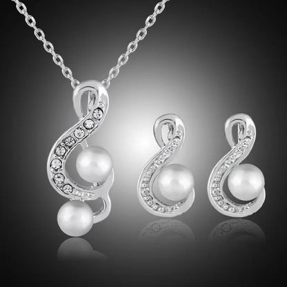 Fashion pearl two sets of simple and elegant bride wedding jewelry set Danbi jewelry - Mary’s TT Shop