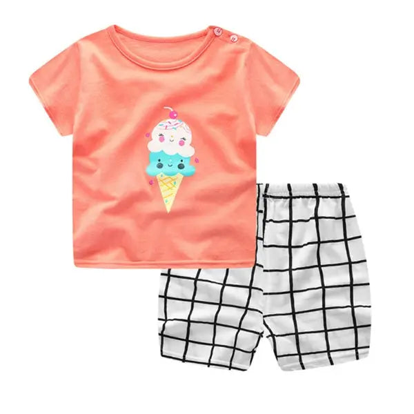 Cartoon Clothing Baby Boy Summer Clothes T-shirt Baby Girl Casual Clothing Sets My Store