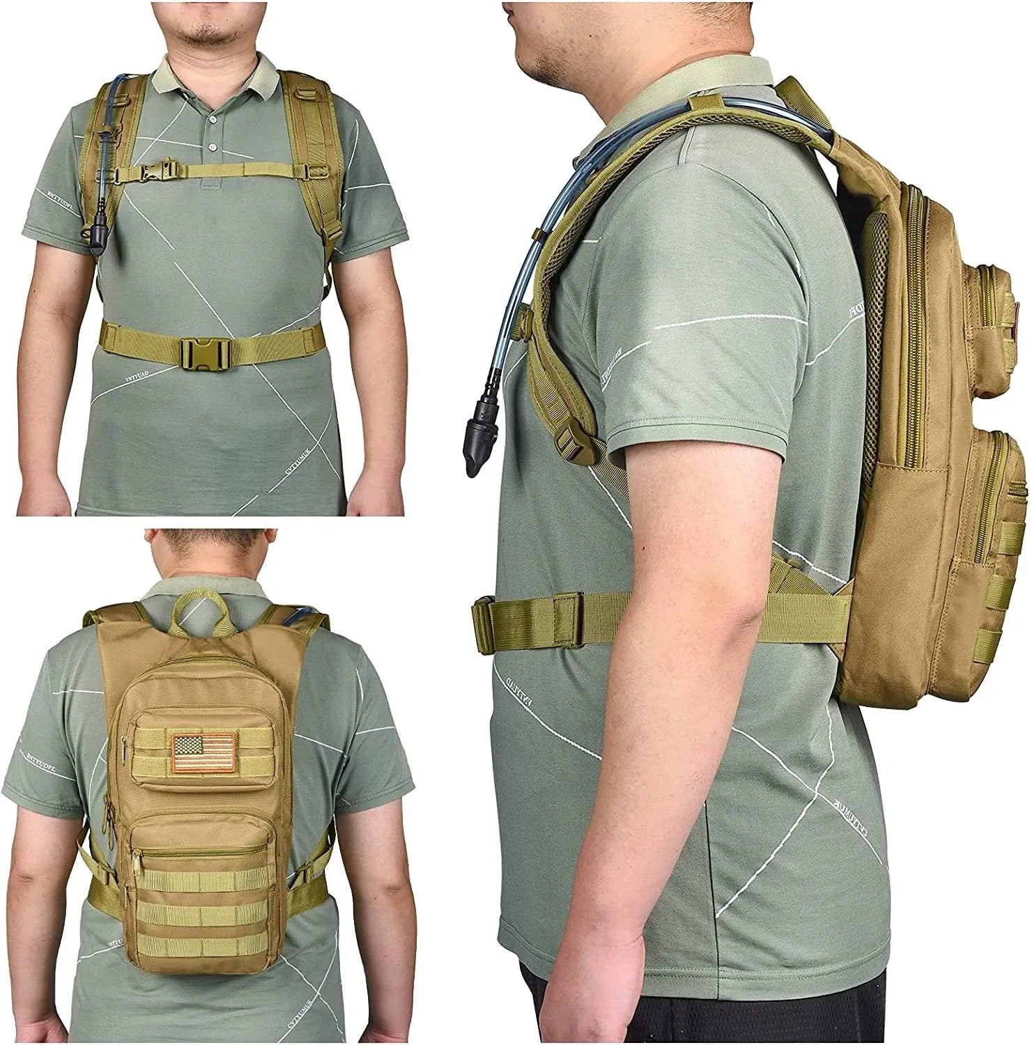 17L Hydration BackpackBackpack Hydration for Hunting Hiking Cycling Climbing Biking Running, Molle Compatible Water Backpack for Adult, Tan - Mary’s TT Shop