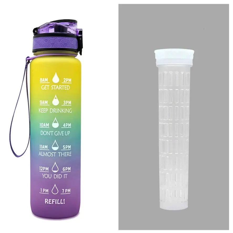 1L Triton Water Bottle With Time Marker Bounce Cover Motivational Water Bottle Cycling Leakproof Cup For Sports Fitness Bottles - Mary’s TT Shop