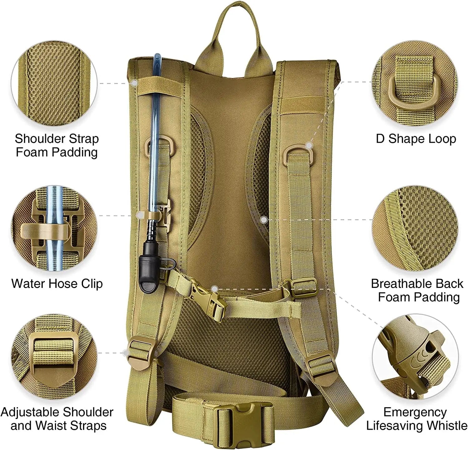 17L Hydration BackpackBackpack Hydration for Hunting Hiking Cycling Climbing Biking Running, Molle Compatible Water Backpack for Adult, Tan - Mary’s TT Shop