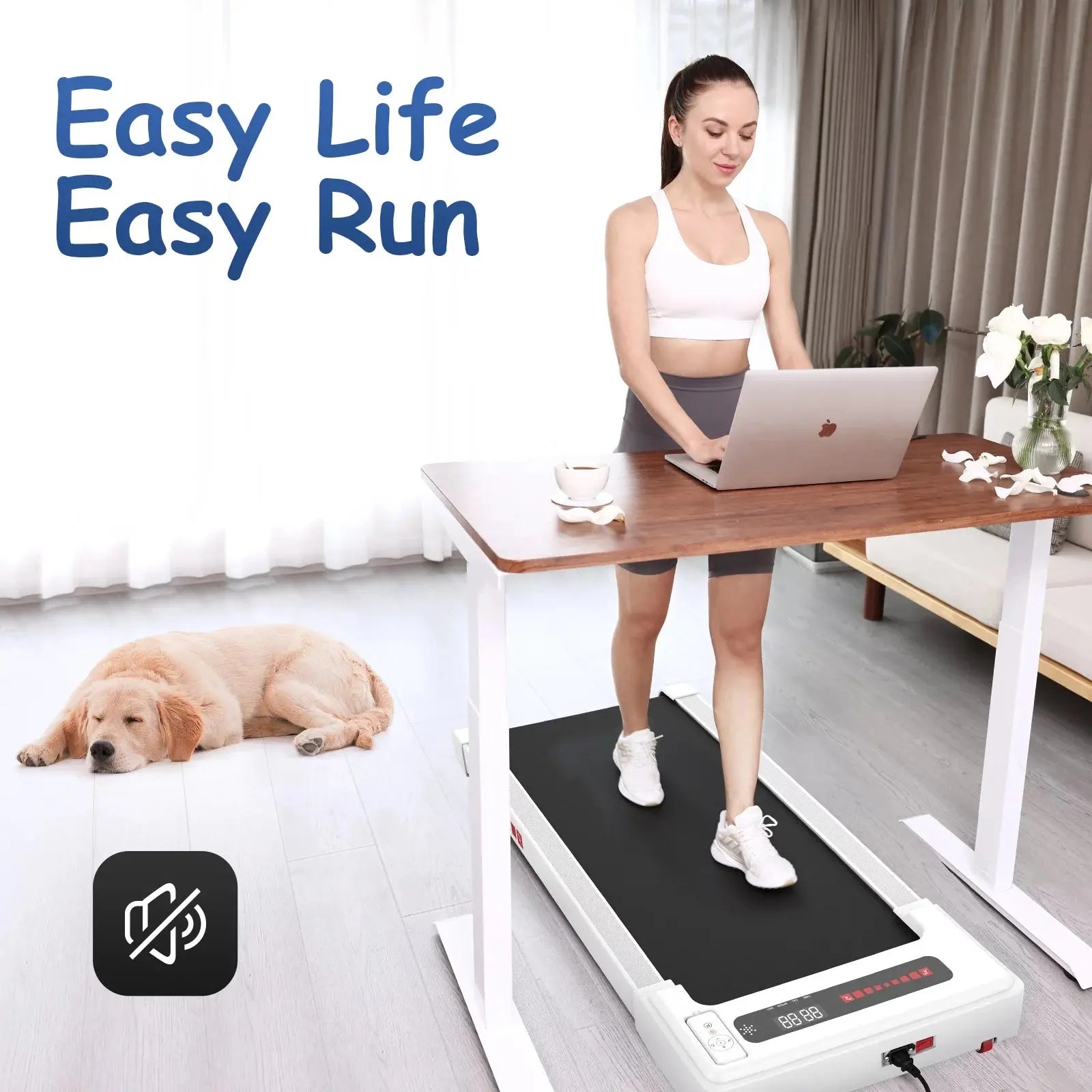 Walking Pad Treadmill under Desk, White 2.25HP Portable Mini Treadmill W/ Remote Control - Mary’s TT Shop