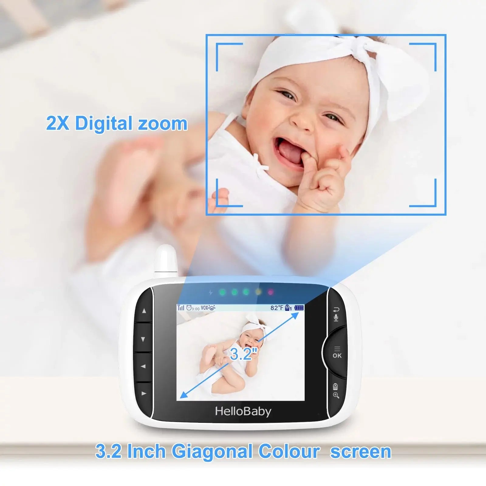 Baby Monitor with Remote Pan-Tilt-Zoom Camera, 3.2 Inch Video Baby Monitor HB65 with Camera and Audio, Night Vision, 2-Way Talk,Temperature Sensor, 960Ft Range - Mary’s TT Shop